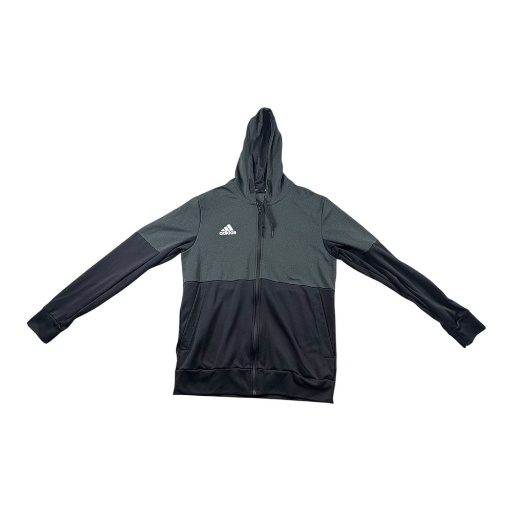Adidas Full‎ Zip Hoodie Black Gray Men's Medium M Athletic Fit Jacket